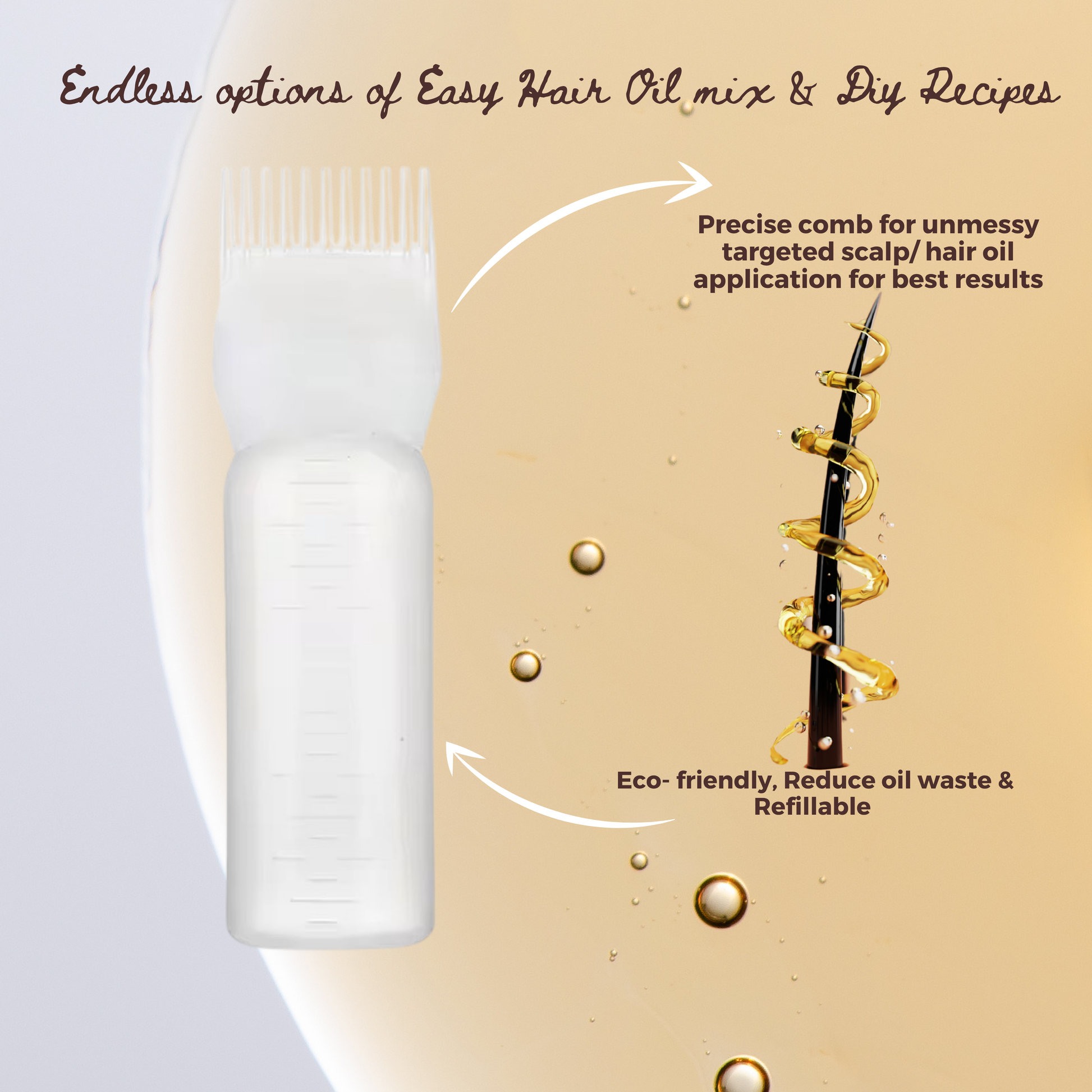Hair Oil Applicator | Refillable Oil Dispenser | Scalp Applicator