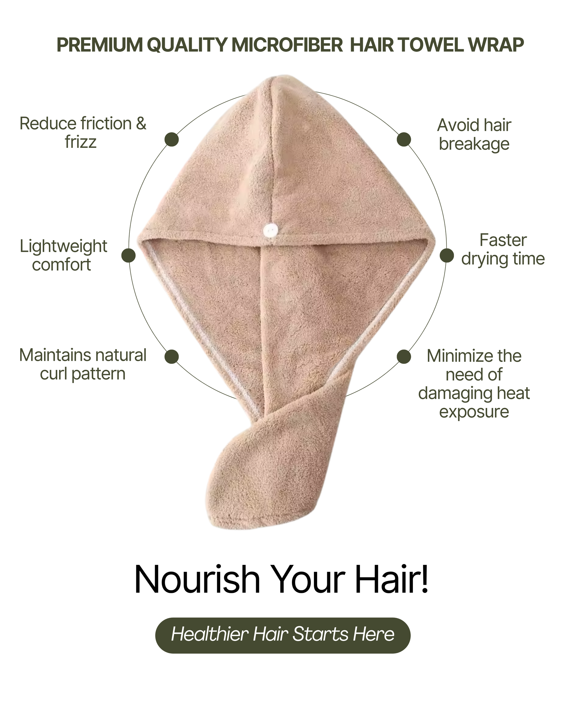 Organic Cotton Hair Towel | Microfiber Hair Wrap | Quick Dry Towel